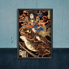 Vintage Posteria Retro plakát Tenjiku Tokubei Jízda na gigantické ropuchy A4 - 21x29,7 cm