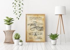 Vintage Posteria Dekorativní plakát Patent Alexander Bell Létající stroj A4 - 21x29,7 cm