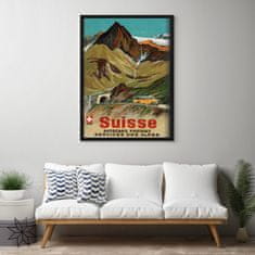 Vintage Posteria Retro plakát Švýcarské alpy A4 - 21x29,7 cm