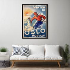 Vintage Posteria Dekorativní plakát Oslo norsko zimní lyže A3 - 29,7x42 cm