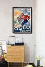 Vintage Posteria Dekorativní plakát Oslo norsko zimní lyže A3 - 29,7x42 cm