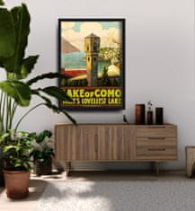 Vintage Posteria Dekorativní plakát Itálie jezero como A4 - 21x29,7 cm