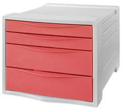 Esselte Zásuvkový box "Colour`Breeze", korálová, plast, 4 zásuvky, 628457