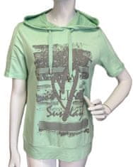 Highlight zelenkavé tričko s potiskem lurexem a síťovinou Velikost: XL
