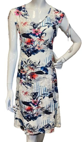 Lea H. Lea H - bílé šaty s modrým potiskem květů Velikost: XL