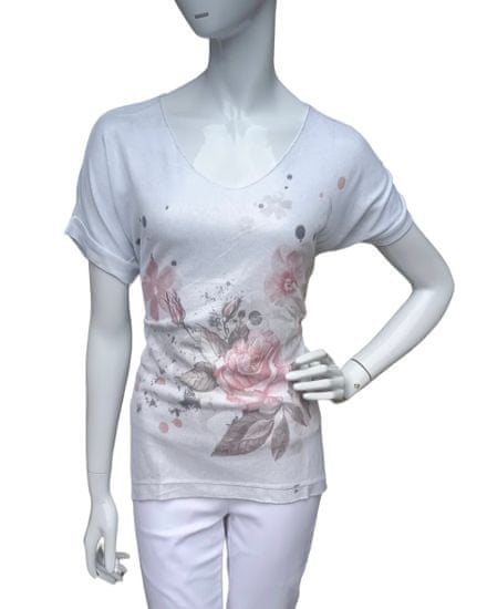 Highlight lesklé bílé květované tričko Velikost: XL