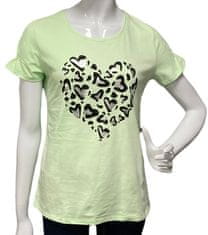 SCORZZO zelené tričko s nabíranými rukávy a potiskem srdce Velikost: XL