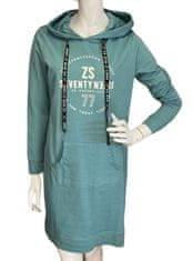 ZOSO teplákové zelené šaty s kapucí a nápisy Velikost: M