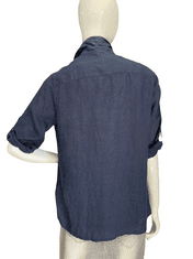 TONI lněná tmavě modrá košile s dlouhým rukávem a ozdobnou kapsou Velikost: 44