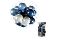 Autronic Ozdoby skleněné na drátku, modro-bílé, pr.2.5cm, cena za 1 balení(36ks) VAK108-2,5, sada 2 ks