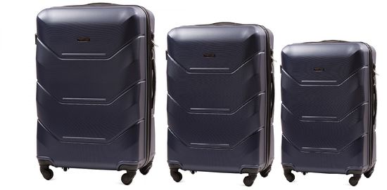 Wings  Sada cestovních kufrů W17 ABS , 3kusy M,L,XL,tmavě modrá