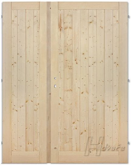 Hdveře Palubkové dveře dvoukřídlé 125, 145 plné s dřevěnou zárubní + fab