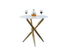 KONDELA Jídelní stůl/kávový stolek, bílá / gold chrom zlatý, DONIO