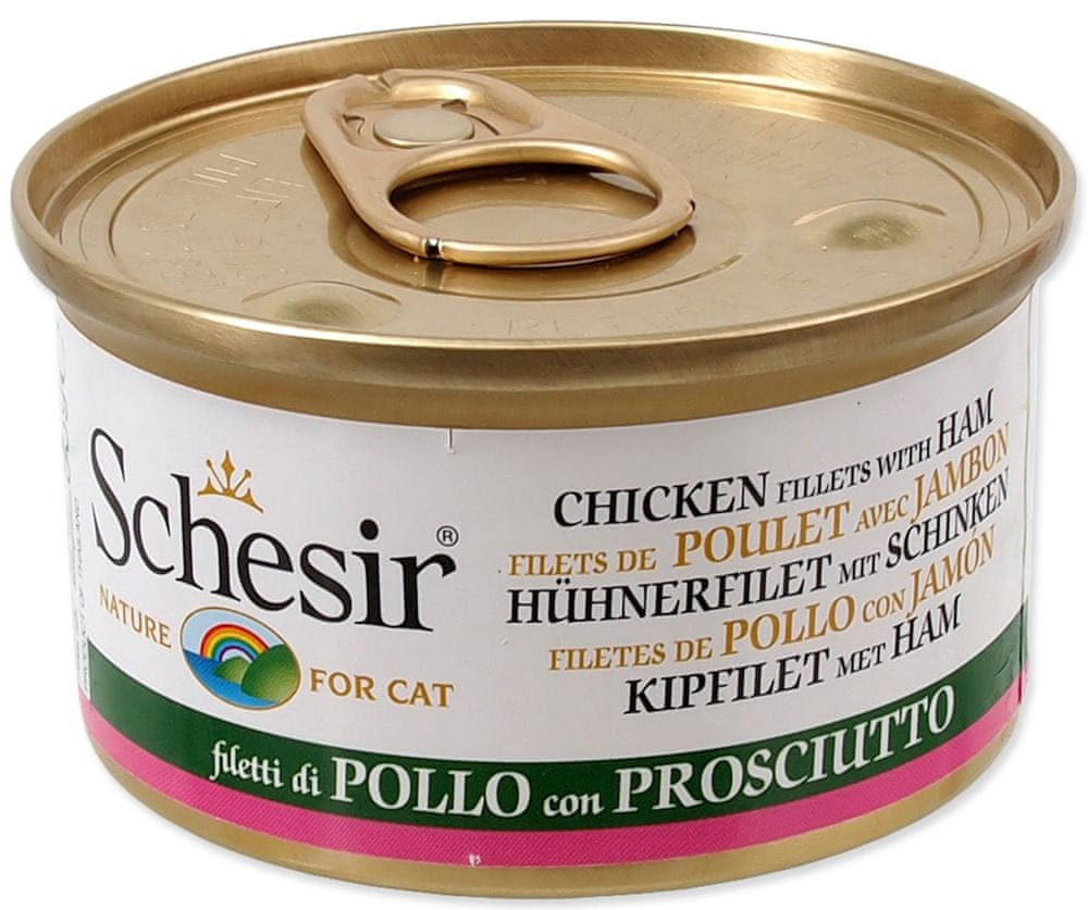 Schesir Konzerva Cat kuřecí + šunka v želé 14 x 85g