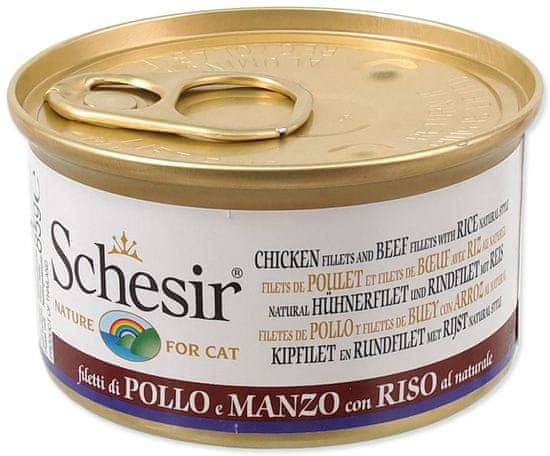 Schesir Konzerva Cat kuřecí + hovězí přírodní 14 x 85g