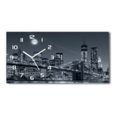 Wallmuralia Skleněné hodiny na stěnu Manhattan New York bílé 60x30 cm