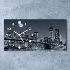 Wallmuralia Skleněné hodiny na stěnu Manhattan New York bílé 60x30 cm