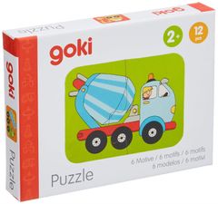 Goki Dřevěné puzzle dvojice Dopravní prostředky 6x2 dílků