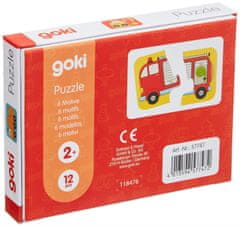 Goki Dřevěné puzzle dvojice Dopravní prostředky 6x2 dílků