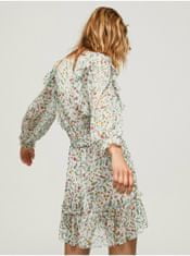 Pepe Jeans Krémové dámské květované krátké šaty s volánem Pepe Jeans Dina L