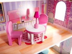 Ikonka Domeček pro panenky MDF s nábytkem 70 cm růžová LED