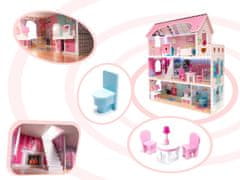 Ikonka Domeček pro panenky MDF s nábytkem 70 cm růžová LED