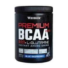 Weider Premium BCAA 8:1:1 500 g, fermentované BCAA s l-glutaminem bez cukru, Modrá malina