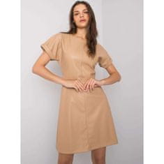Factoryprice Dámské šaty z ekologické kůže CASSELBERY béžové LC-SK-22K-3072.77P_380225 L
