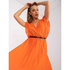ITALY MODA Dámské šaty s obálkovým výstřihem midi MARINE oranžové DHJ-SK-N13198-1.22_383974 Univerzální