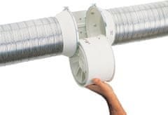 Soler&Palau TD 160/100 N T KIT – ventilační set pro kruhová potrubí. V setu: potrubní ventilátor (krytí IP44, časovač, průtok až 180m³/h), Al hadice, odtahový ventil a fasádní mřížka (bílý plast), izolační páska
