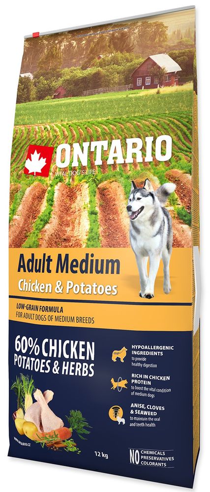 Levně Ontario Adult Medium Chicken & Potatoes 12kg