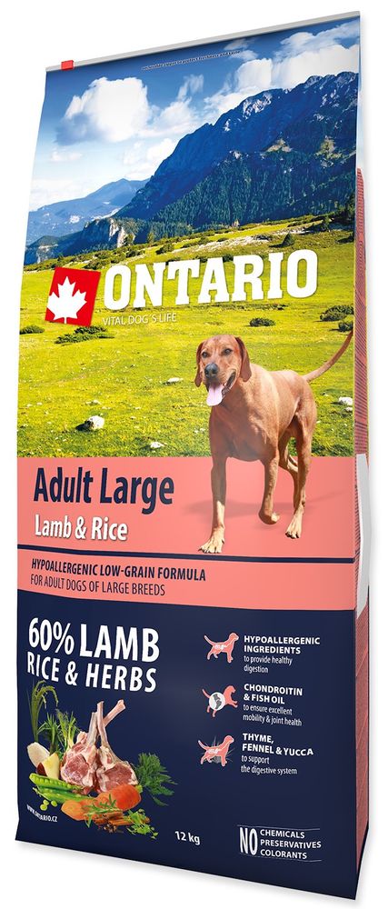 Levně Ontario Adult Large Lamb & Rice 12kg