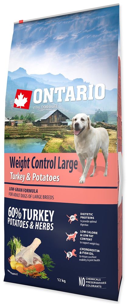 Levně Ontario Large Weight Control Turkey & Potatoes 12kg
