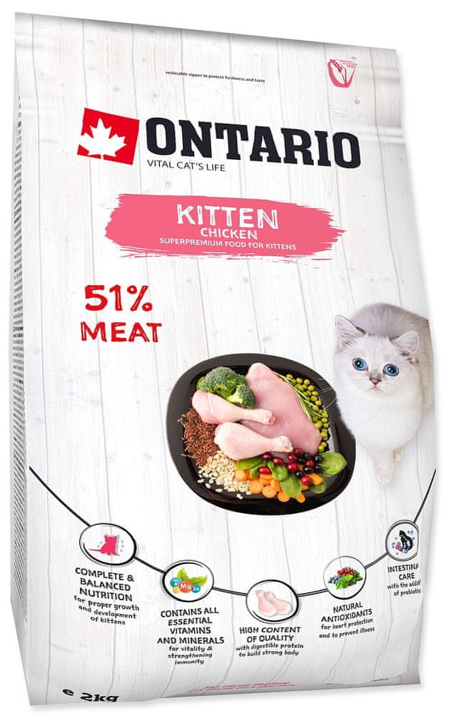 Levně Ontario Kitten Chicken 2kg