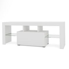 3E 3xE living.com TV stolek Selma, délka 160 cm , matná bílá / lesklá bílá