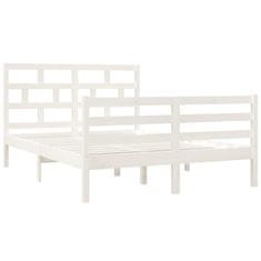 Greatstore Rám postele bílý masivní dřevo 135 x 190 cm Double