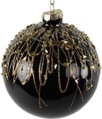 TWM Jonie 15 cm skleněná vánoční koule, černá / zlatá