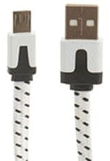 TWM micro-USB nabíjecí kabel 2 metry bílý / černý nylon