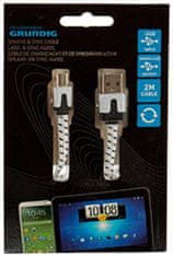 TWM micro-USB nabíjecí kabel 2 metry bílý / černý nylon