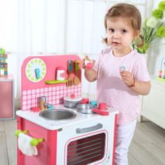 TWM dívčí kuchyňské hračky 39,5 x 68 cm růžové dřevo 10 ks