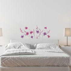 TWM samolepka na zeď Květiny dámské vinyl fialová / růžová 12 ks