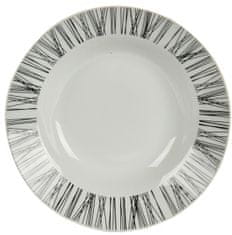 TWM Polévkový talíř Rayas 20,6 x 4 cm porcelánový bílý / černý