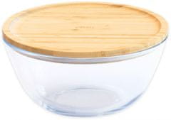 TWM miska s víčkem 770 ml 15 cm sklo / transparentní bambus