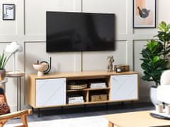 Beliani TV skříňka světlé dřevo / bílá PALMER