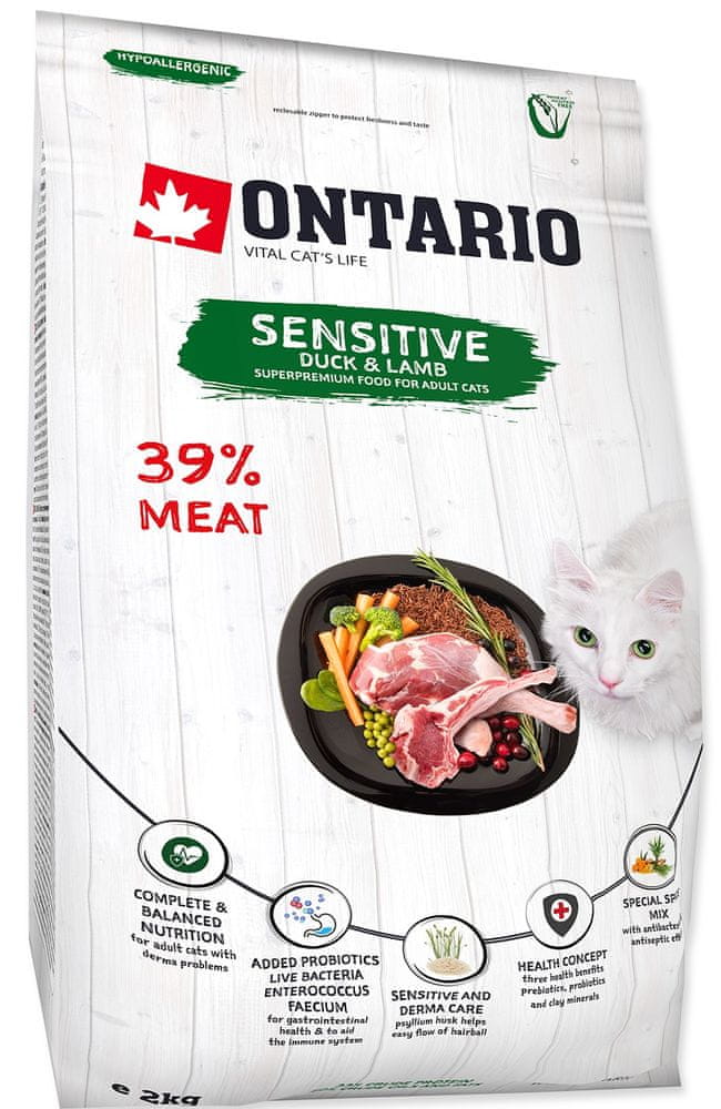 Levně Ontario Cat Sensitive/Derma 2kg