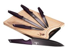 Berlingerhaus Sada nožů s nepřilnavým povrchem + prkénko 6 ks Purple Eclipse Collection