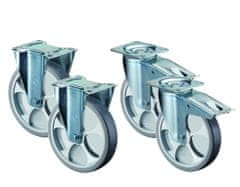Kola Pirkl Gumová kolečka - průměr 100mm - 2ks pevné 2ks otočné s brzdou | 76x56/84x64 | jehlové