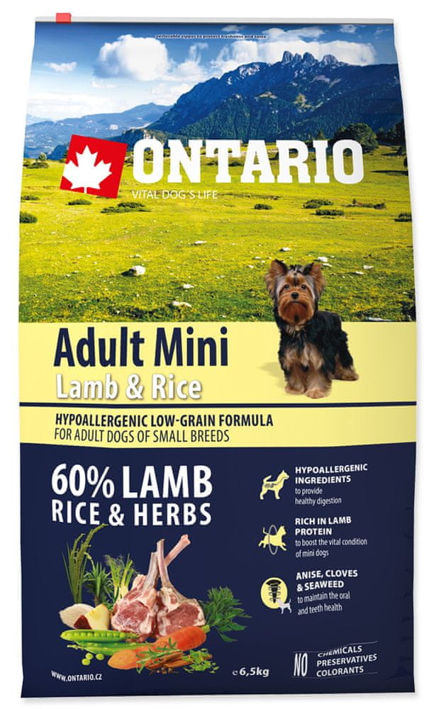 Levně Ontario Adult Mini Lamb & Rice 6,5kg