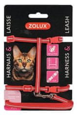 Zolux Postroj kočka s vodítkem 1,2m červený