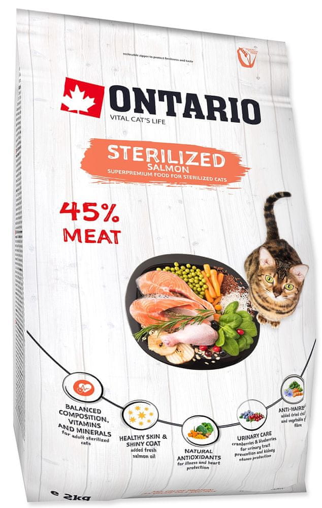 Levně Ontario Cat Sterilised Salmon 2kg